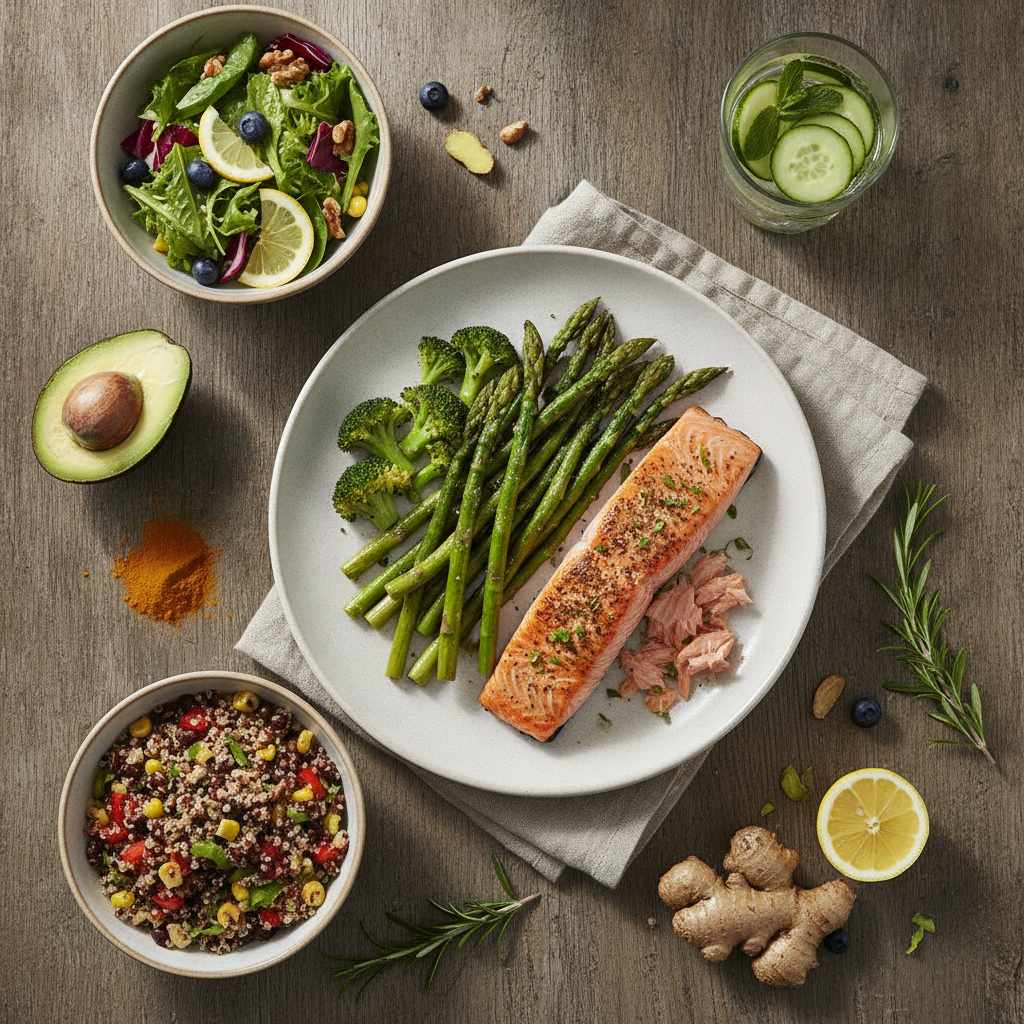 assiette équilibrée, alimentation anti-inflammatoire de bon sens
