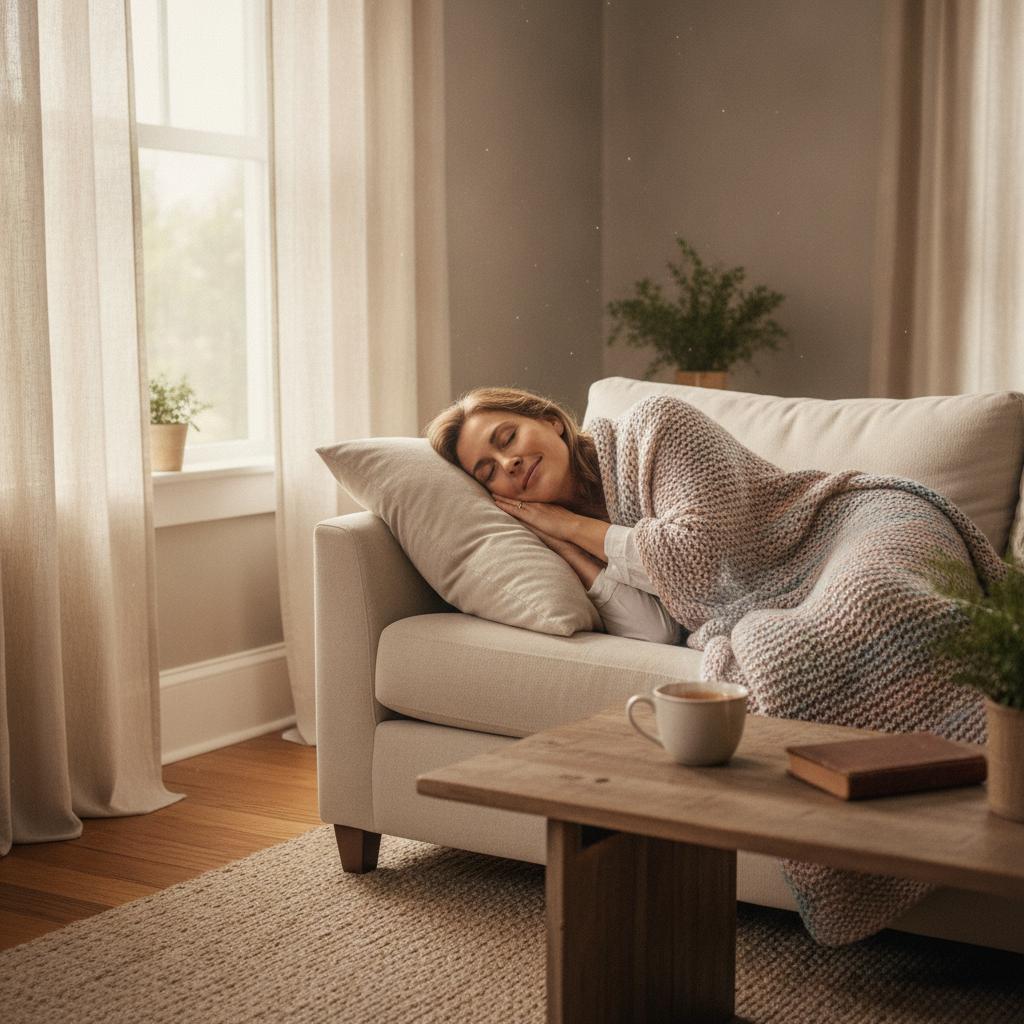 Femme au repos sur un canapé, gestion de la fatigue chronique au quotidien